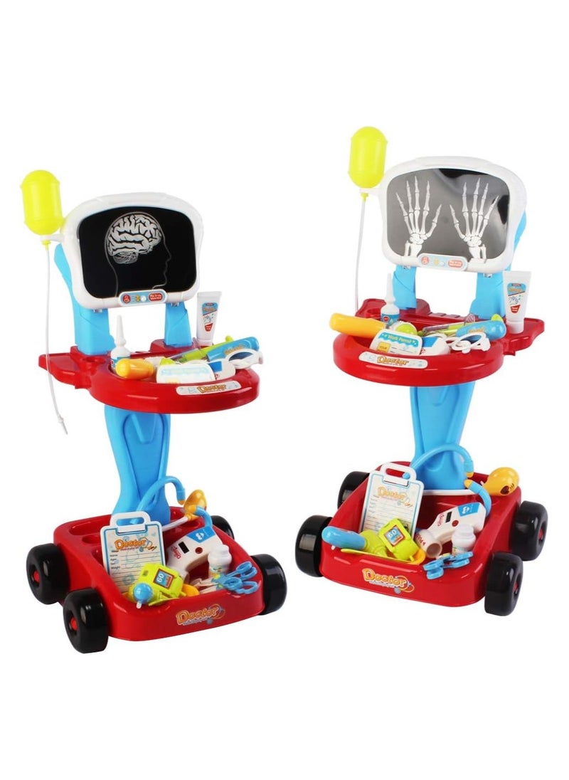 REXA - Pretend Doctor Cart Set for Kids, Realistic Medical Playset with Lights Includes 23 Accessories for an Unforgettable Medical Experience - Image 1
