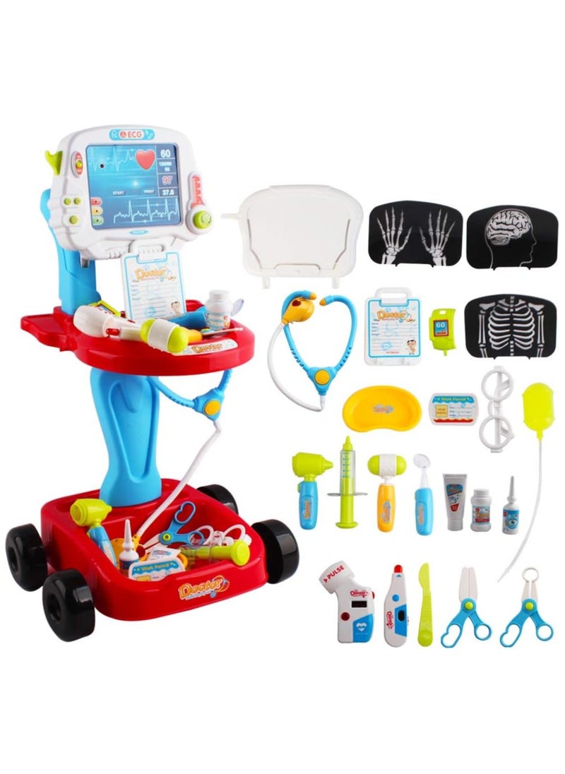 REXA Pretend Doctor Cart Set for Kids, Realistic Medical Playset with Lights Includes 23 Accessories for an Unforgettable Medical Experience  - Image 2