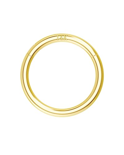 COCHARM 16G 14K Solid Gold 16g Middle Helix Daith Earring Hoop 8mm Hinged Nose Hoop Nose Rings Yellow Gold - Image 1