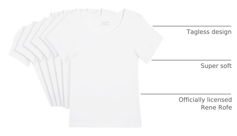 Rene Rofe Girls' Undershirt - 6 Pack Soft and Breathable No Show Crewneck Cotton Shirt - Basic Tee Shirts for Girls (2T-14), Size 7-8, White - Image 4