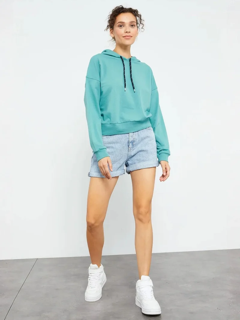TOMMYLIFE TOMMY Relaxed Hooded Sweatshirt With Tie Detail