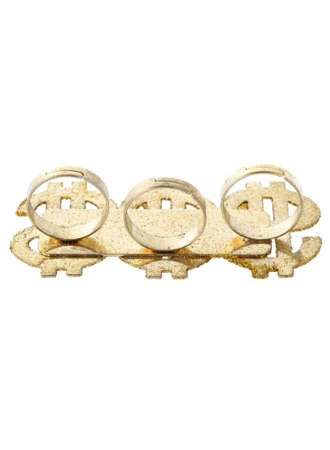 KODORIA 3pcs Golden Dollar Sign Money Pendant Necklace Glasses Ring Mens Funny Pimp Gangster Rapper Fancy Costume Prop - Image 5