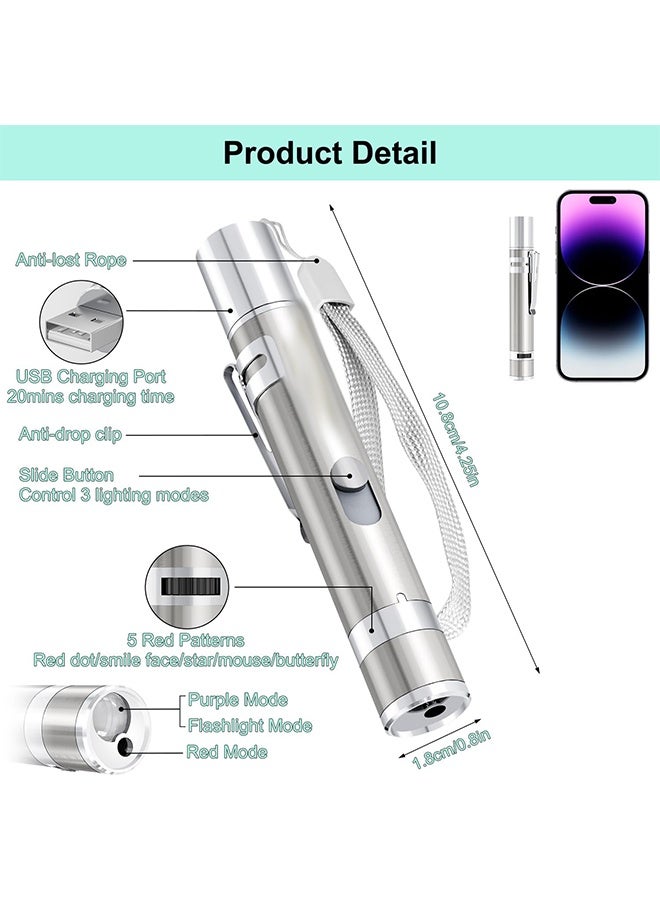 Cat Toys, USB Rechargeable Kitten Toy, 3 Light Modes & 5 Adjustable Patterns, Portable Interactive Pet Dog Cat Mouse Toy for Fun Chase Play Exercise - Image 5