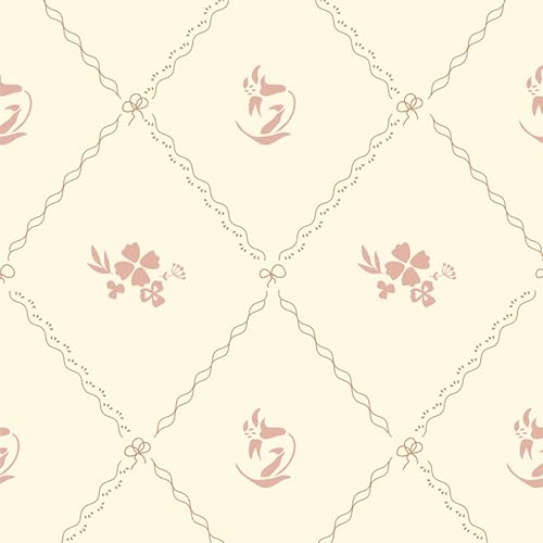 GloryTik Vintage Floral Wallpaper Peel and Stick, Removable Beige Flowers Contact Paper, Self Adhesive Wall Paper for Bedroom Living Room Cabinets Bedroom Vinyl Rolls (17.3" x 78.7") - Image 1