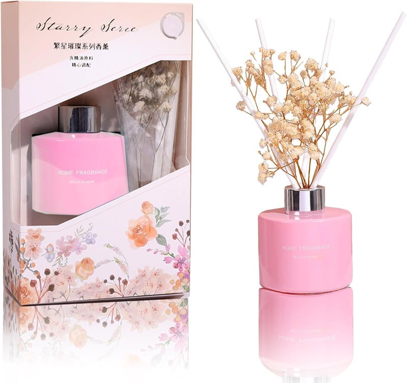 YOOJ ® Reed Diffuser, Jasmine & Lily Scented Diffuser with 4 Sticks, Bathroom diffuser Home Fragrance Essential Oil Set for Home Large Rooms Bathroom Shelf Decor 4.06 oz 120ml (Jasmine & lily) - Image 1