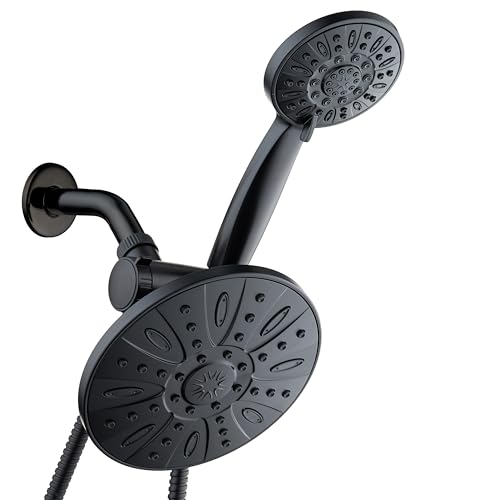 AquaDance 7 Premium High Pressure 3Way Rainfall Combo Combines The Best of Both WorldsEnjoy Luxurious Rain Showerhead and 6Setting Hand Held Shower Separately or Together Matte Black - Image 1