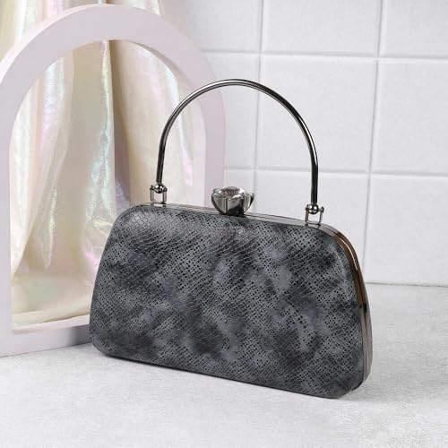 Mochi Women's Grey Fashionable Faux Leather Party Clutch (38-138) - Image 2