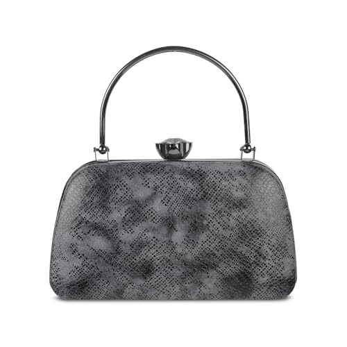 Mochi Women's Grey Fashionable Faux Leather Party Clutch (38-138) - Image 4