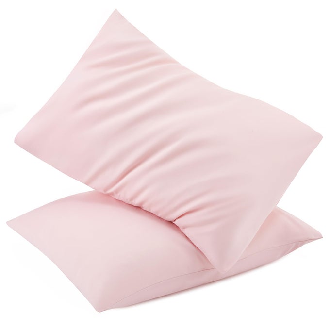 TODDLER PILLOWCASE 2 PACK WITH ENVELOPE CLOSURE13 X 18 SILKY SOFT MICROFIBER TRAVEL KIDS PILLOWCASE FOR BOYS AND GIRLS PINK