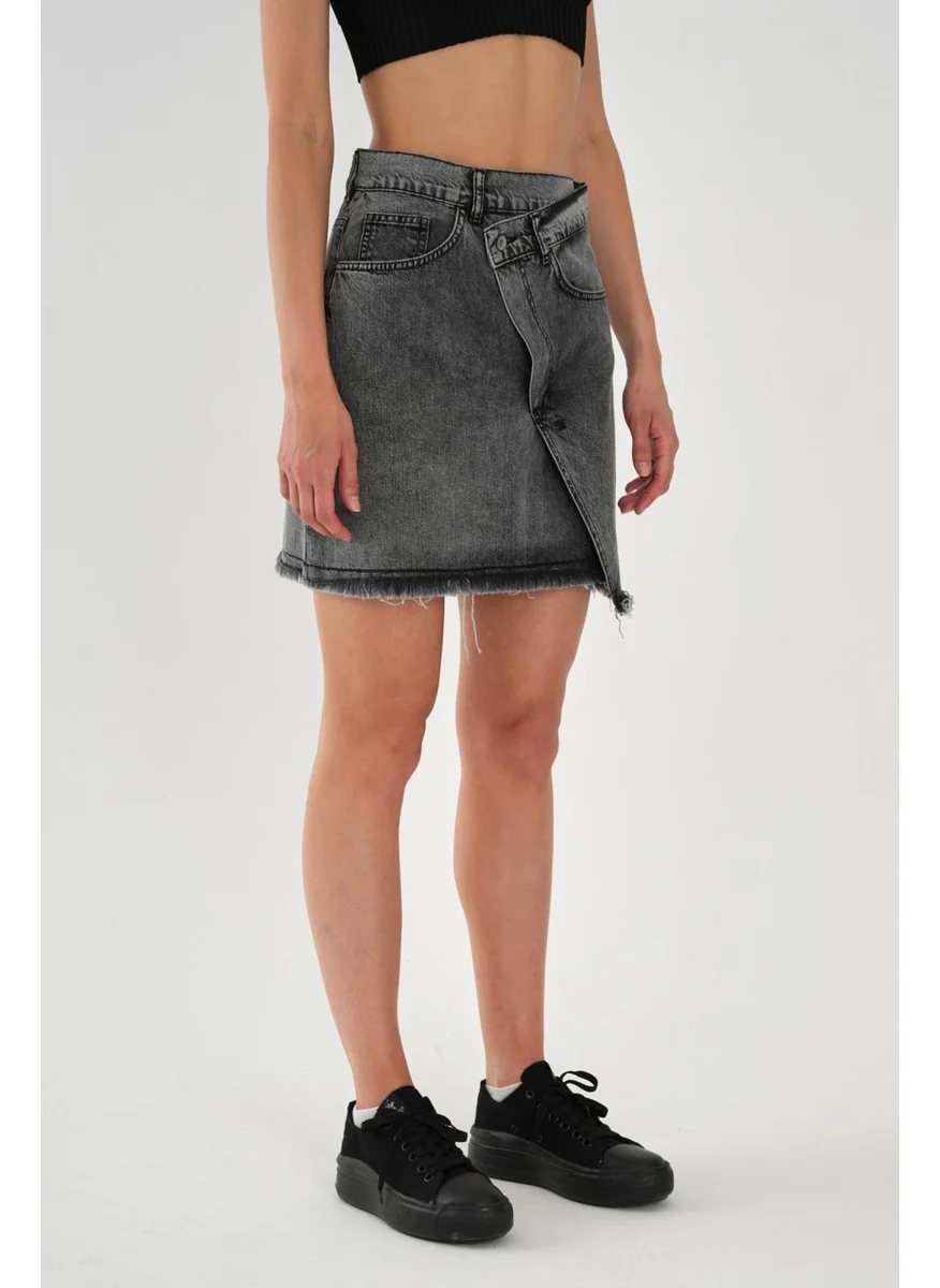 الكسندر جاردي Alexandergardı Special Collection Buttoned Denim Skirt