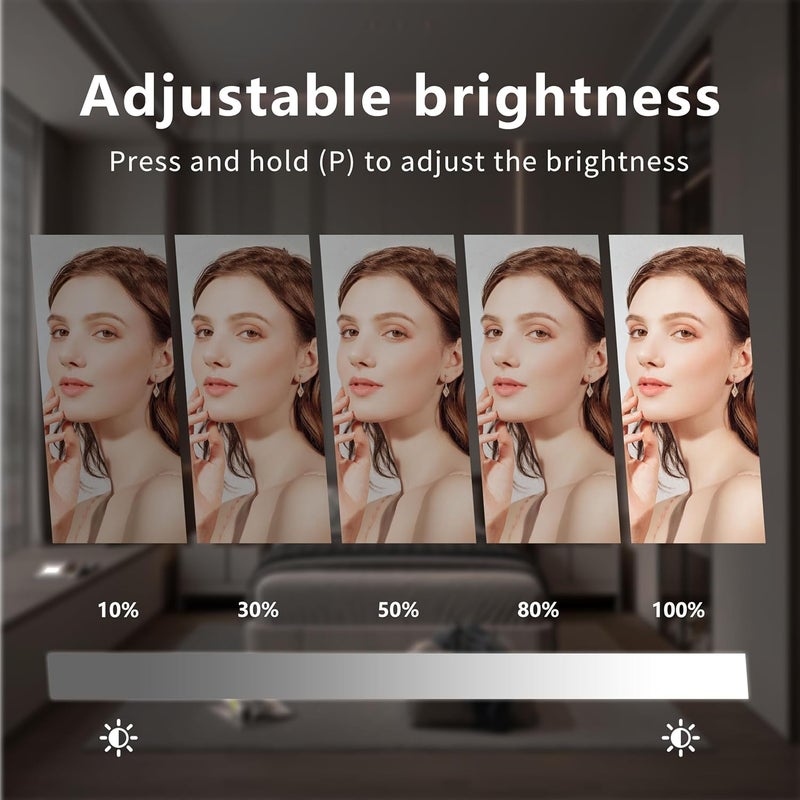مرآة مكياج هوليوود فانيتي مع 9 مصابيح LED قابلة للتعتيم - 3 أوضاع إضاءة ملونة، تكبير 10X قابل للفصل ودوران 360 درجة، أبيض - Image 3