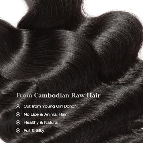 ASHINE Human Hair Bundles Body Wave Straight, Unprocessed Cambodian Raw Hair Bundles for Women Natural Black 14 16 18 Inch, Keep Soft and Silky After Multiple Washes - Image 4
