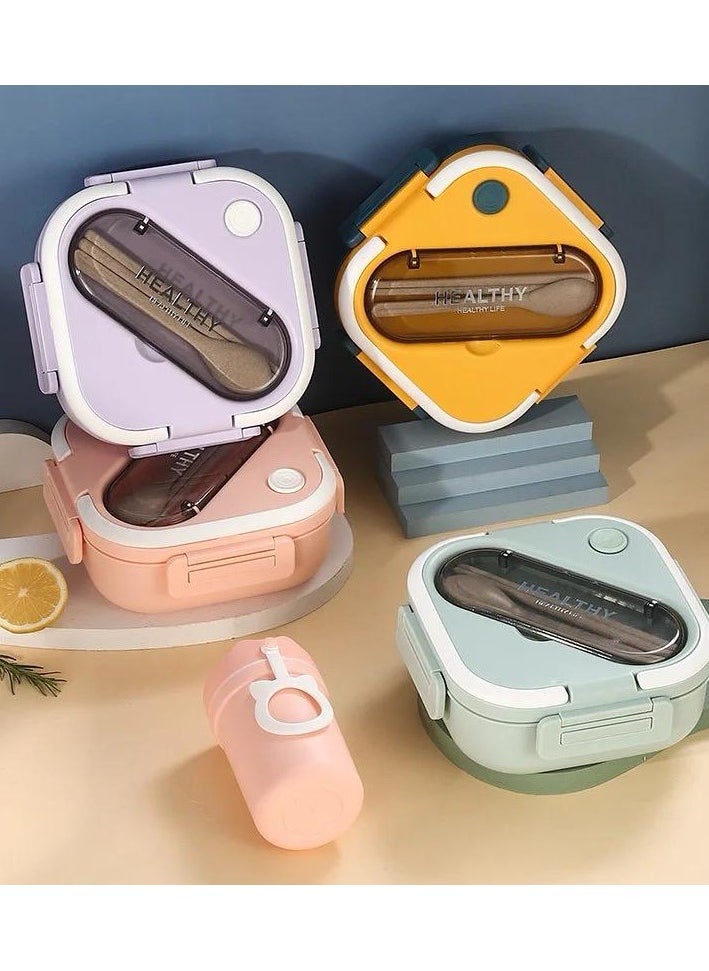 Generic - Healthy Lunch Box Container, 1300ml Capacity, Leak-Proof Design with spoon and fork - Image 1