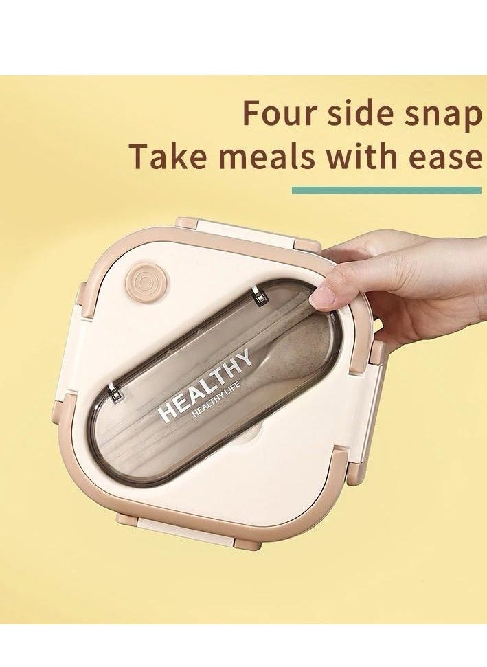 Generic - Healthy Lunch Box Container, 1300ml Capacity, Leak-Proof Design with spoon and fork - Image 1