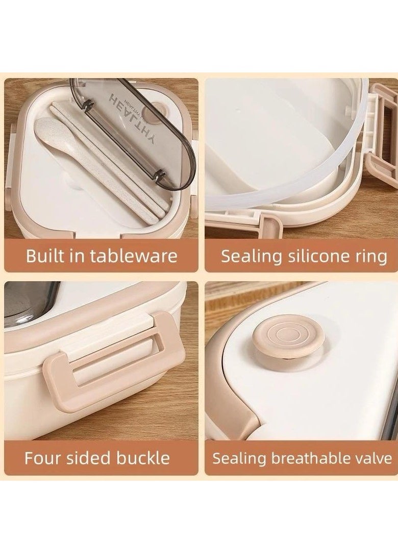 Generic - Healthy Lunch Box Container, 1300ml Capacity, Leak-Proof Design with spoon and fork - Image 1