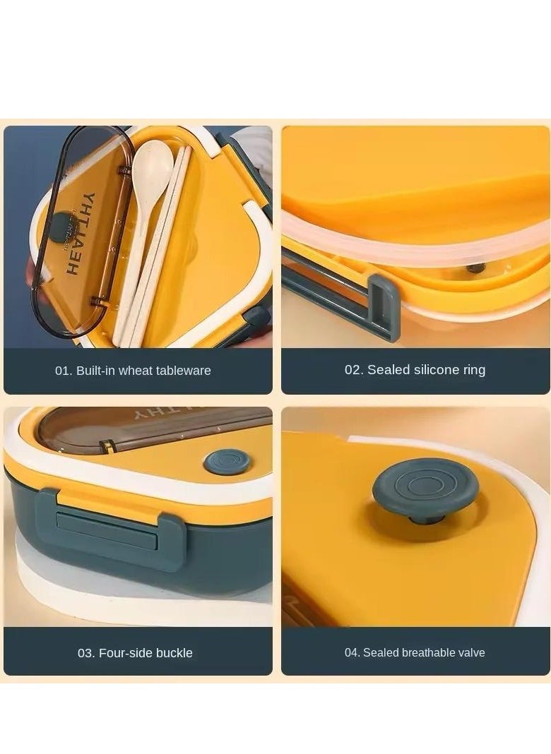 Generic - Healthy Lunch Box Container, 1300ml Capacity, Leak-Proof Design with spoon and fork - Image 1