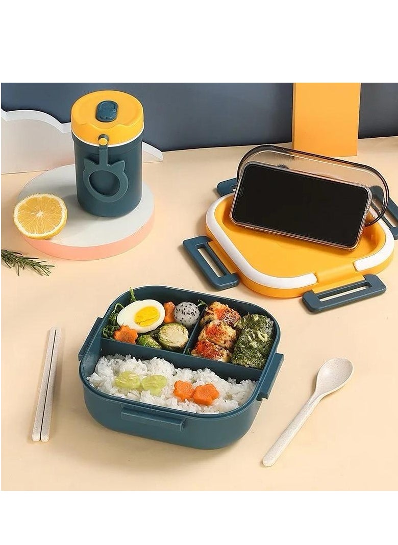 Generic - Healthy Lunch Box Container, 1300ml Capacity, Leak-Proof Design with spoon and fork - Image 1