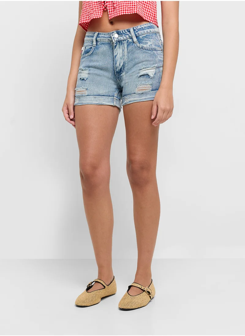 جينجر Distressed Denim Shorts