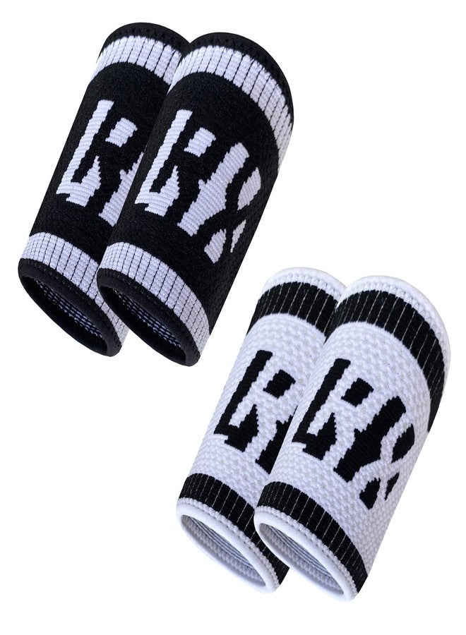 LYFT-RX Wrist Sweatbands, Slim Fit Design for Weightlifting, Gym, Workout, Cross Training, Weight Lift, Sports, 4.5 inch Sweat Wicking Wrist Bands, Men & Women, 2 Pairs - Black/White Large - Image 1