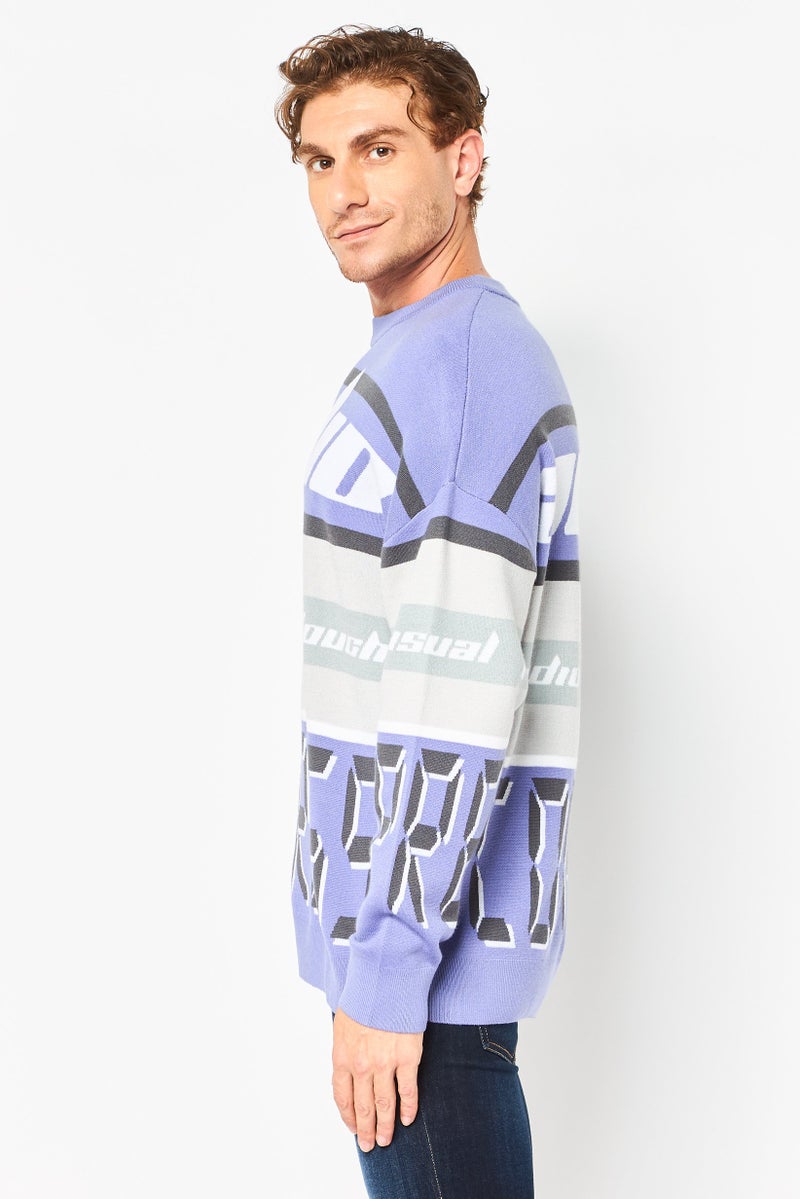 Selected Homme Men Ribbed Neck Long Sleeve Allover Print Sweatshirt, Multicolor - Image 4