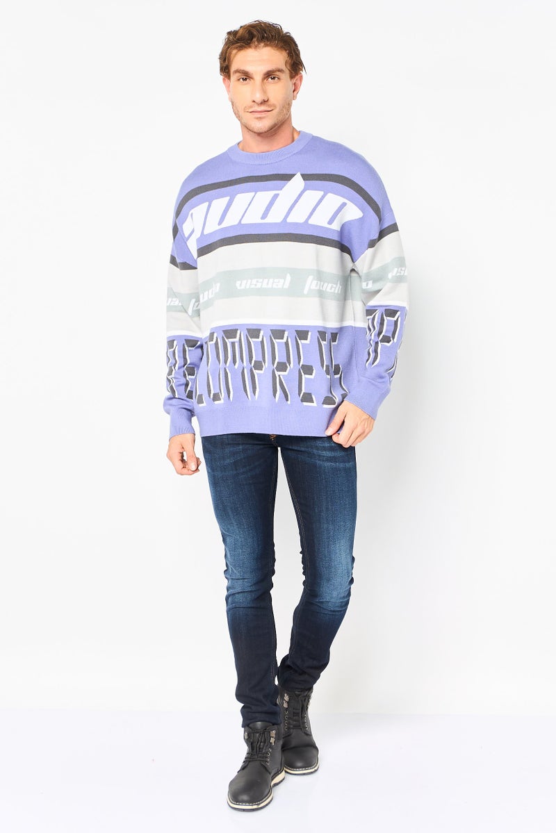 Selected Homme Men Ribbed Neck Long Sleeve Allover Print Sweatshirt, Multicolor - Image 3