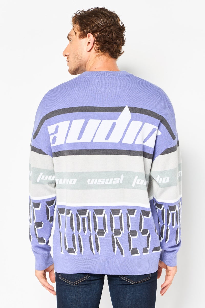 Selected Homme Men Ribbed Neck Long Sleeve Allover Print Sweatshirt, Multicolor - Image 2