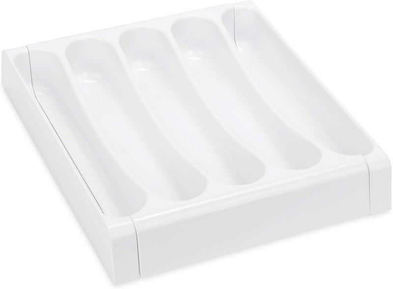 Camco Adjustable Cutlery Tray - Designed for RV and Compact Kitchen Drawers, Adjusts between 9" and 13" for An Easy Custom Fit - White (43503) - Image 1
