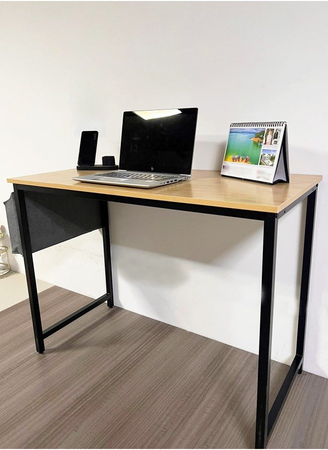 fashionhome - Simple Style Vintage Design Computer Desk, Workstation, Sturdy Writing Desk with Storage Bag and Hook for Home and Offices 100 x 50 x 72 centimeter - Image 1