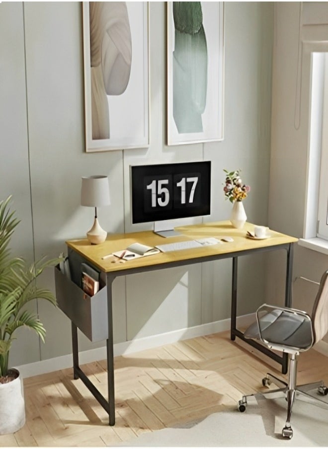 fashionhome - Simple Style Vintage Design Computer Desk, Workstation, Sturdy Writing Desk with Storage Bag and Hook for Home and Offices 100 x 50 x 72 centimeter - Image 1