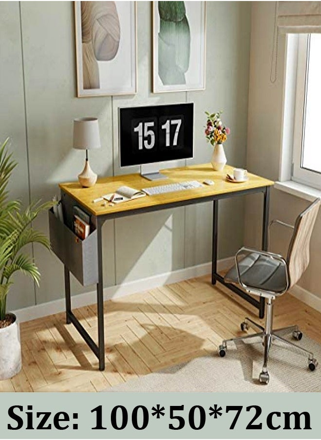 fashionhome - Simple Style Vintage Design Computer Desk, Workstation, Sturdy Writing Desk with Storage Bag and Hook for Home and Offices 100 x 50 x 72 centimeter - Image 1
