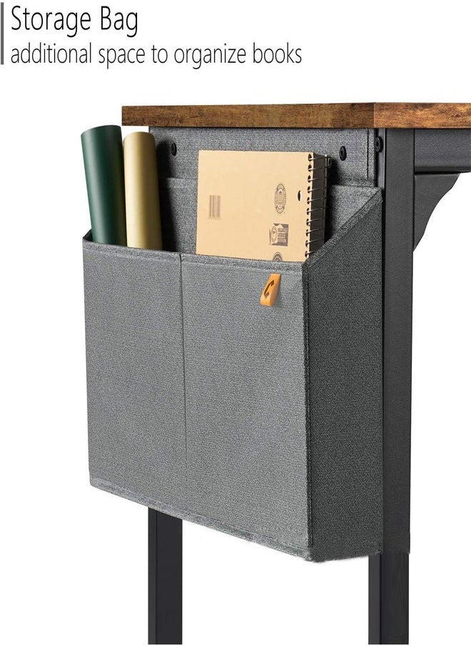 fashionhome - Simple Style Vintage Design Computer Desk, Workstation, Sturdy Writing Desk with Storage Bag and Hook for Home and Offices 100 x 50 x 72 centimeter - Image 1