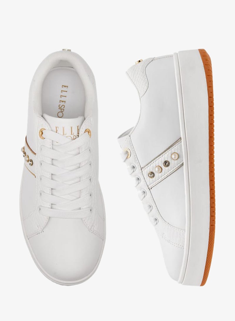 ELLE Women's Studded Sneakers with Lace-Up Closure - Image 3