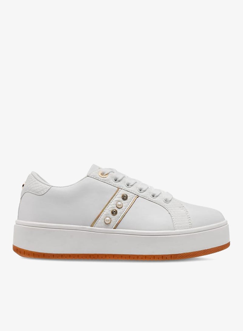 ELLE Women's Studded Sneakers with Lace-Up Closure - Image 1