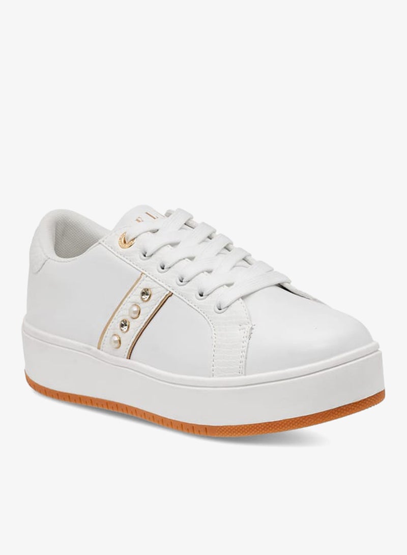 ELLE Women's Studded Sneakers with Lace-Up Closure - Image 2