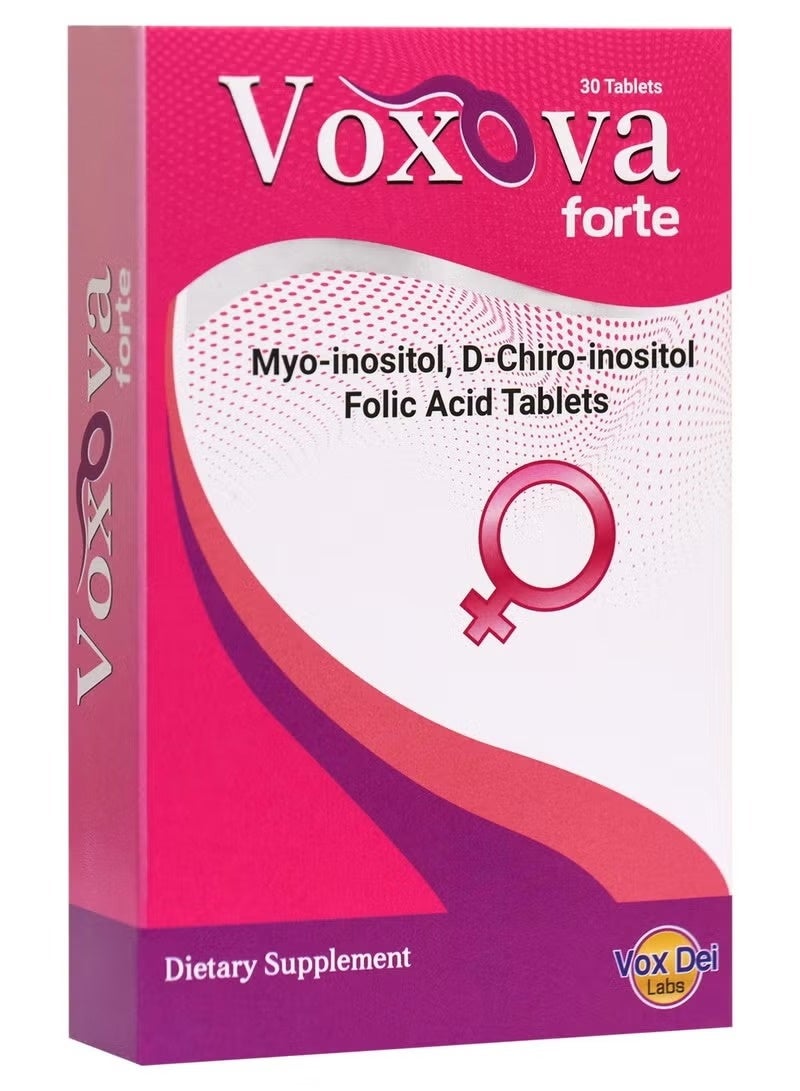VOX DEI LABS مكمل غذائي فوكسوفا فورت من فوكس دي لابس بالمايو-إينوزيتول والدي-كايرو-إينوزيتول وحمض الفوليك لدعم صحة المرأة، 30 قرص - Image 1