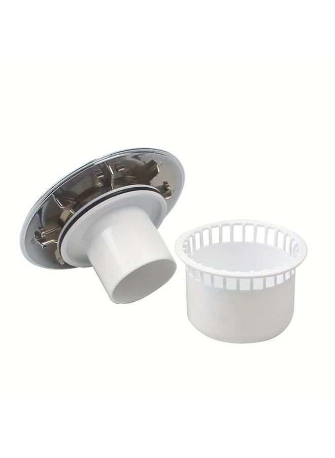Contemporary Round Shower Drain Cover With Basket And Rubber Gasket Plastic Chrome Finish Leak Proof Design Quick Drain Cap For Bathroom Shower Bases Pans QS427C004 - Image 4