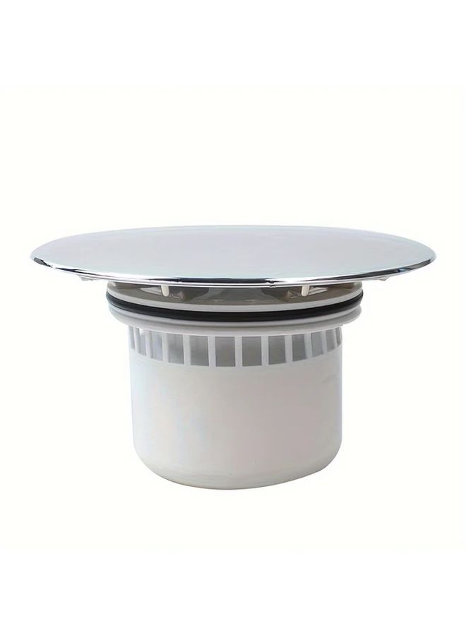Contemporary Round Shower Drain Cover With Basket And Rubber Gasket Plastic Chrome Finish Leak Proof Design Quick Drain Cap For Bathroom Shower Bases Pans QS427C004 - Image 2