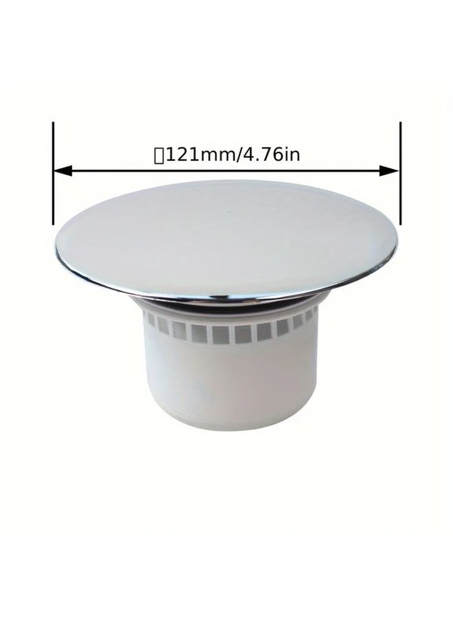 Contemporary Round Shower Drain Cover With Basket And Rubber Gasket Plastic Chrome Finish Leak Proof Design Quick Drain Cap For Bathroom Shower Bases Pans QS427C004 - Image 1