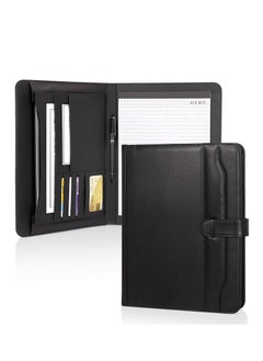 Excefore Portfolio Folder PU Leather Multifunctional Business Document Organizer Card Storage Letter Size Clipboard with Legal Pad for Interview Conference Presentation Paperwork Black  - Image 1