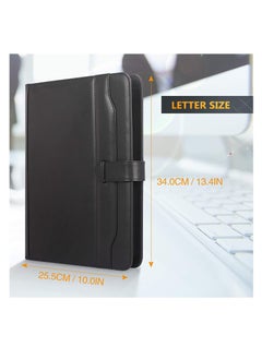 Excefore Portfolio Folder PU Leather Multifunctional Business Document Organizer Card Storage Letter Size Clipboard with Legal Pad for Interview Conference Presentation Paperwork Black  - Image 2