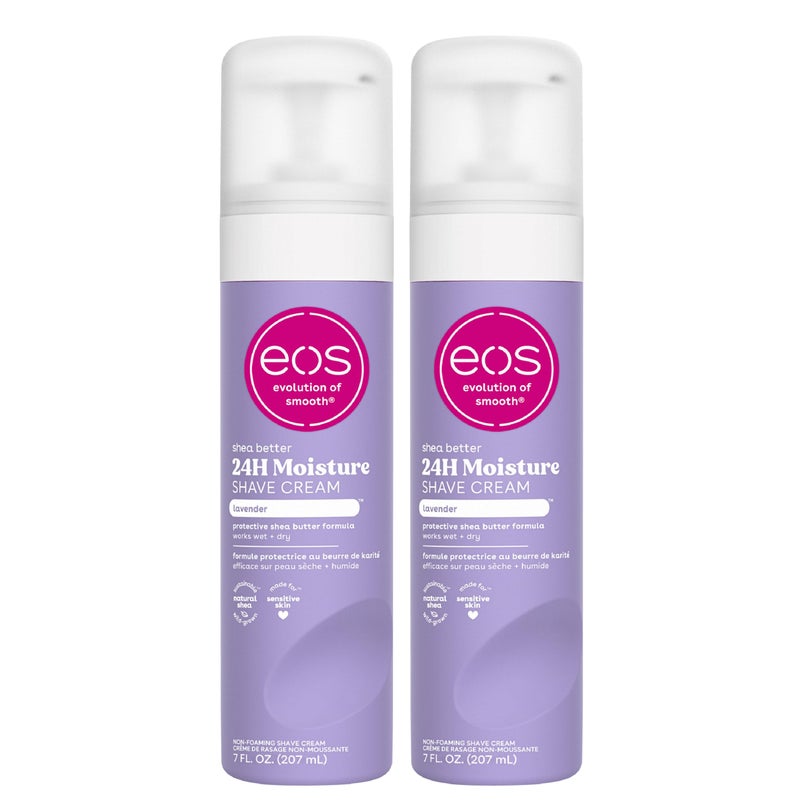 eos Shea Better Shave Cream- Lavender, Shea Butter, Aloe Vera, Moisturizing, Shaving Cream for Women, eos Shave Cream, 7 fl oz, 2-Pack - Image 1