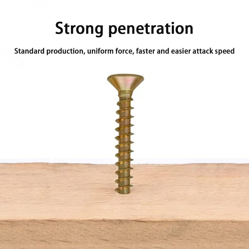 Indprod M4 Flat Head Wood Screws Assortment Kit 340 Pcs,Phillips Drive Countersunk Flat Head Self-Tapping Wood Screws,Yellow Zinc Plated Finish Screw Kit,Self Tapping Screws for Metal,Full Thread - Image 3