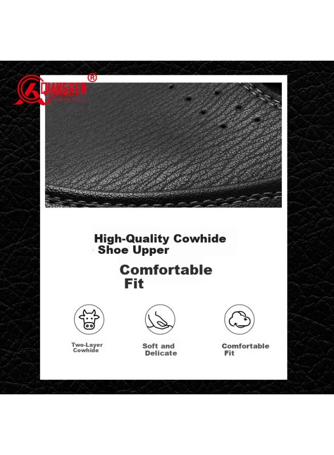 Strongman Qiangren Fashion Sports Leather Shoes With Elastic Band, Casual Men's Shoes With Widened Design To Prevent Pinching Feet Jda73296 Black Size 44 - Image 2