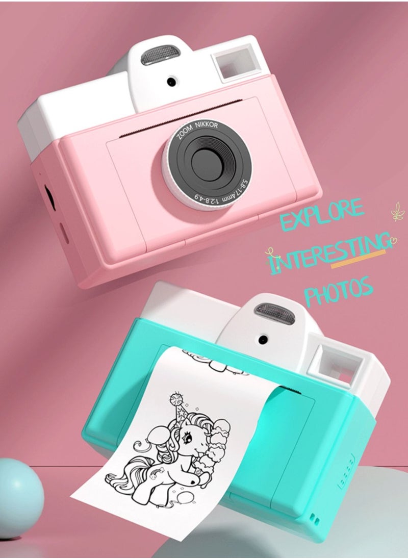besrey  - Instant Print Camera for Kids with 1 Rolls of Printer Paper, 1080P Toddler Digital Camera Toys for Age 3-12 with 1GB SD Card, Birthday Gifts, Children's gift - Image 1