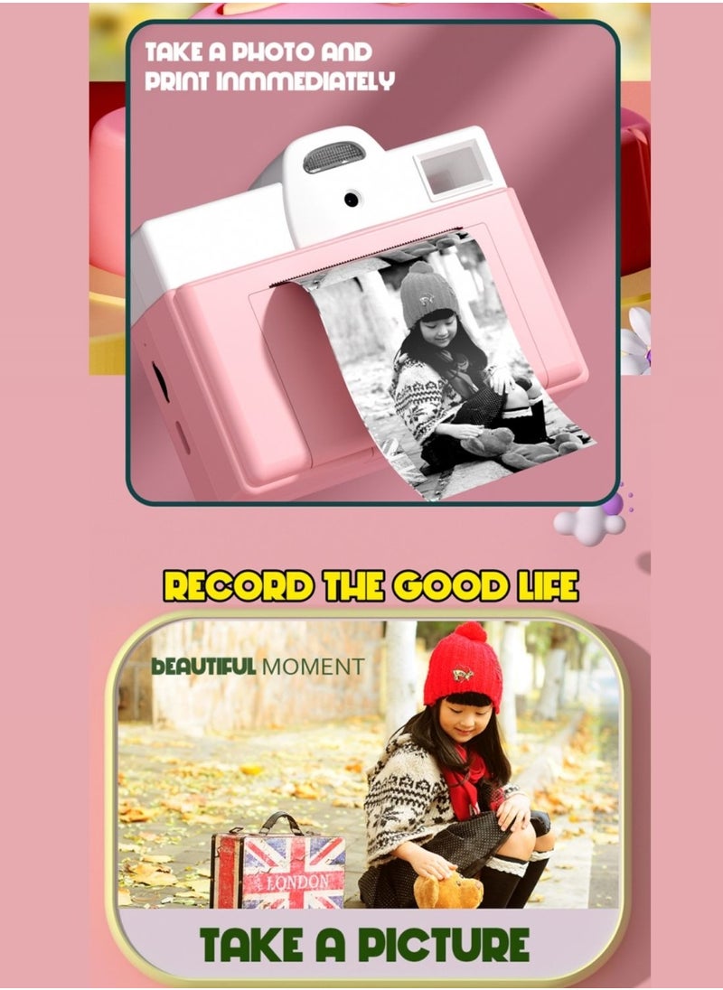 besrey  - Instant Print Camera for Kids with 1 Rolls of Printer Paper, 1080P Toddler Digital Camera Toys for Age 3-12 with 1GB SD Card, Birthday Gifts, Children's gift - Image 1