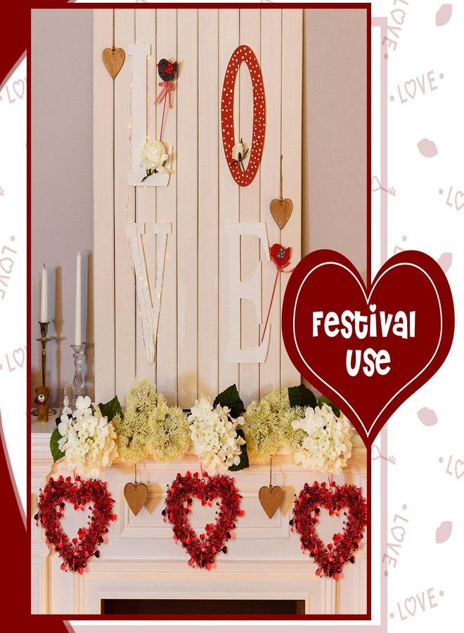 تشوانغ دي مجموعة تشوانغدي من 3 قطع من أكاليل عيد الحب على شكل قلب، أكاليل لامعة على شكل قلب مع رقائق معدنية على شكل قلب، مناسبة لتزيين عيد الحب، وحفلات الزفاف، والأبواب الأمامية، والجدران، والنوافذ، ورفوف الموقد (أحمر) - Image 4