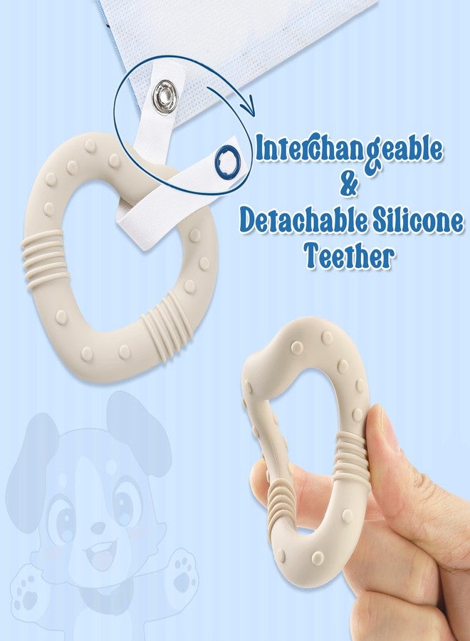 Littleforbig Adult Waterproof 2-in-1 Little Blue Bandana Bib with Dog Biscuit Teether - Soft Milk Silk Cartoon Puppy Bib & Silicone Chew Teether Set for Playful Littles M - Image 4