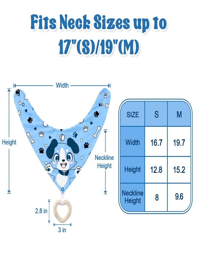 Littleforbig Adult Waterproof 2-in-1 Little Blue Bandana Bib with Dog Biscuit Teether - Soft Milk Silk Cartoon Puppy Bib & Silicone Chew Teether Set for Playful Littles M - Image 5
