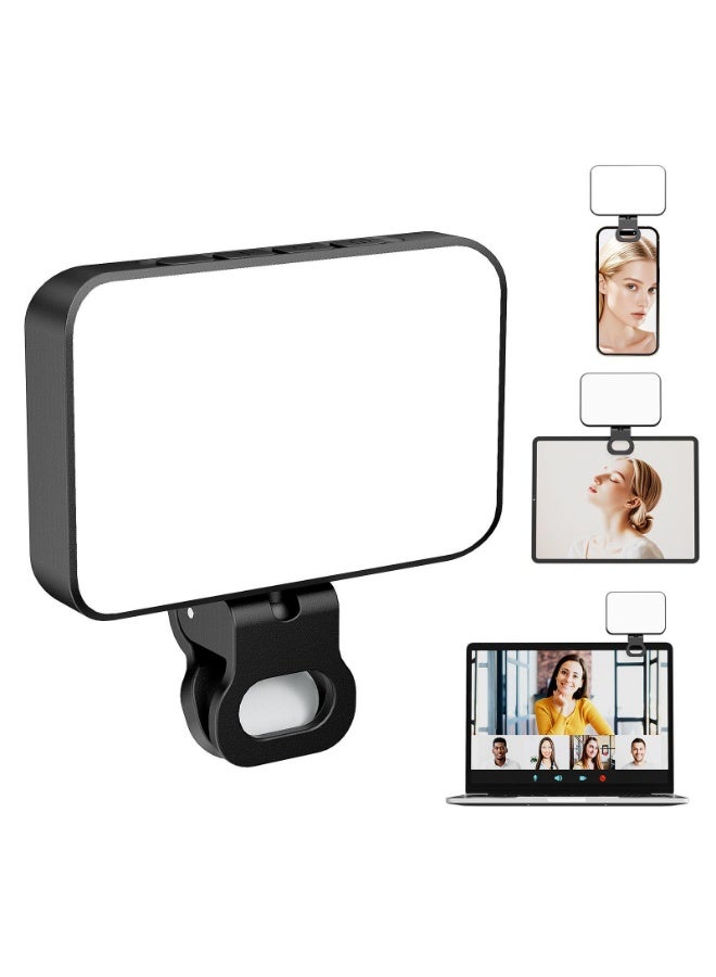 Bamboo Clip-On Photography Light for Phone and Laptop, Video Light, Portable LED Camera Fill Light Panel, Pocket LED Phone Light, Dimmable with Three Lighting Effects, Rechargeable LED Light