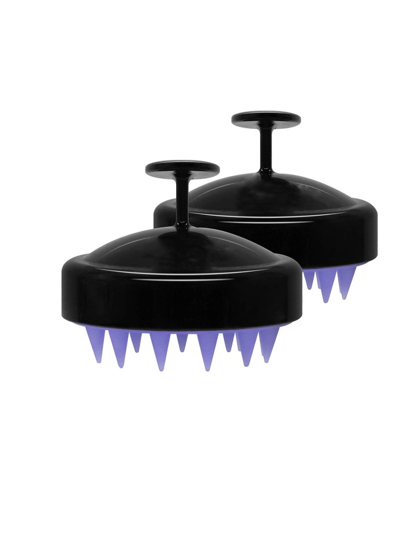 Excefore Hair Scalp Massager Shampoo Brush, Wet And Dry Hair Scalp Brush, Silicone Bristles, For Hair Care And Head Relaxation, Ergonomic Scalp Scrub/Exfoliation (2 PCS, Black) - Image 1